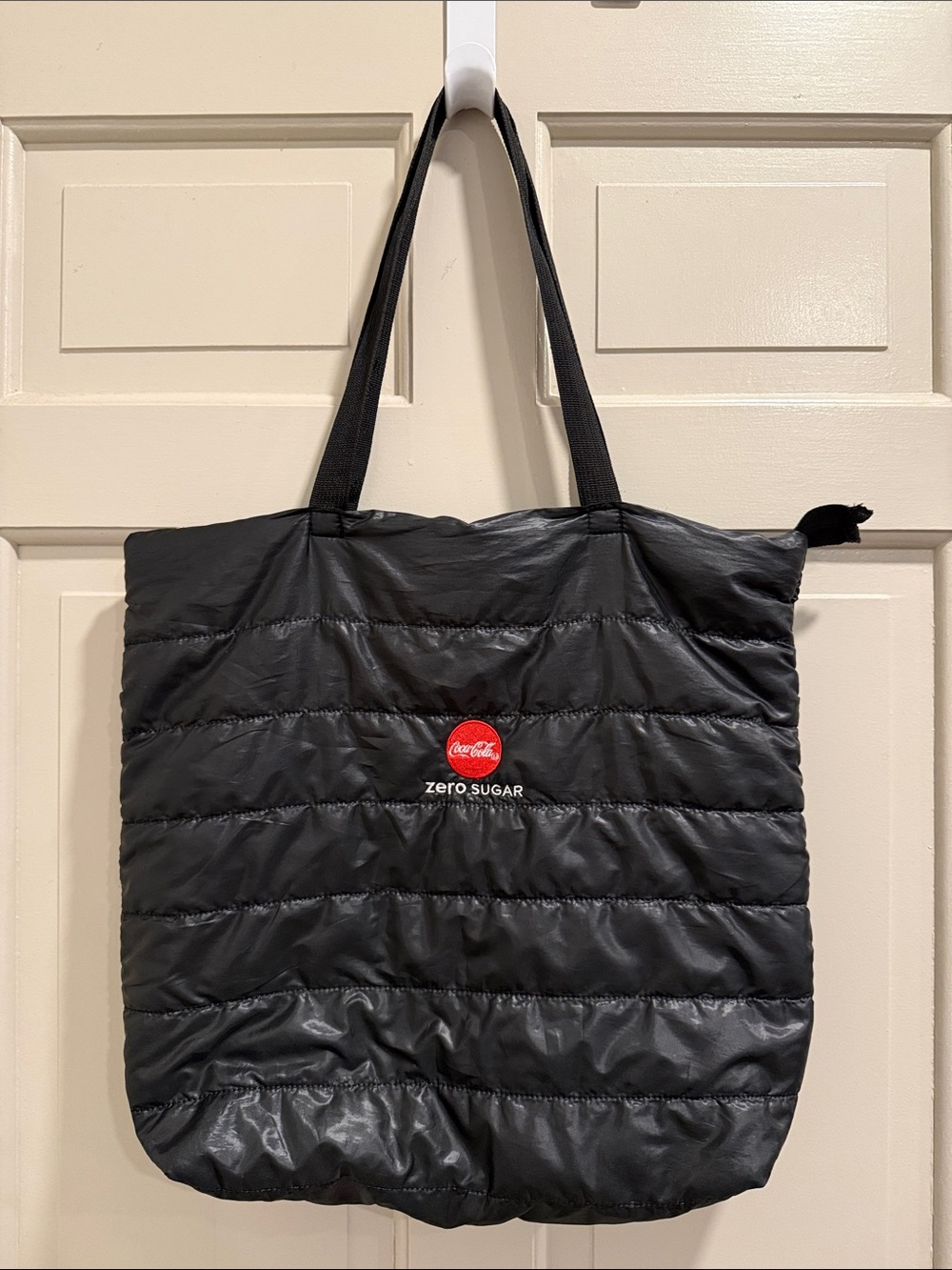 Lightweight Black Quilted Zero Sugar Coke Tote Bag